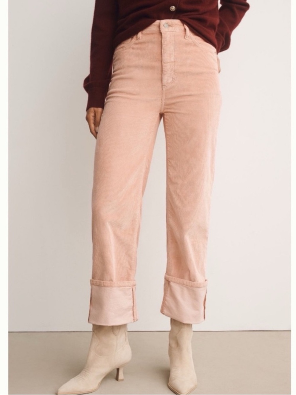 NWT Anthro Pilcro The Scotty Cuffed High-Rise Straight-Leg Pants Corduroy 29